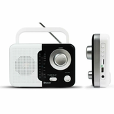 Soundz SZ412 AM/FM Bluetooth Radio with USB Port And SD Card Slot, Black/White Soundz